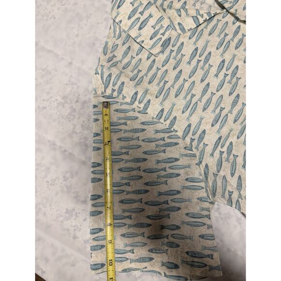 Mens Short Sleeve Fish Print L.L.Bean Button Down Shirt Size L / 100%cotton - Picture 5 of 8